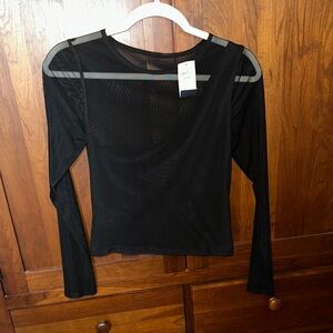 Elegant Black Sheer Long Sleeve Top